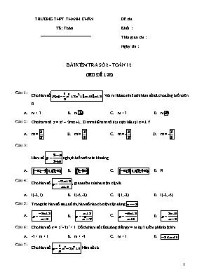 Bài kiểm tra số 2 - Toán 12 (Mã đề 128)